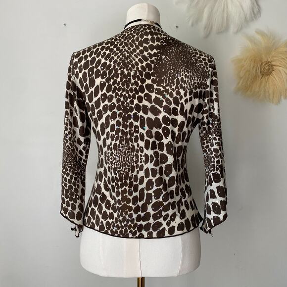 Vintage Brittany Black Womens Y2K Animal Print Top Size M Sequin Grunge 90s - Picture 6 of 12